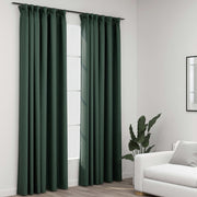 Gordijnen verduisterend linnen-look 2 st 140x245 cm groen