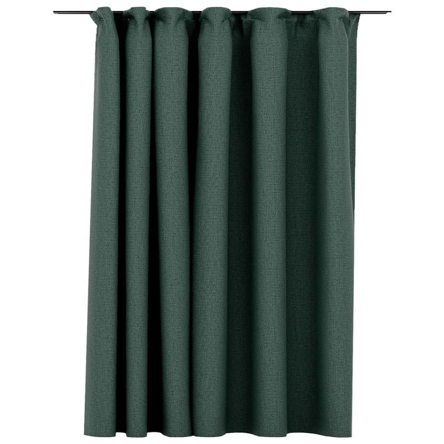 Gordijn Linnen-Look Verduisterend Met Haken 290X245 Cm Groen