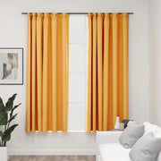Gordijnen verduisterend linnen-look 2 st 140x175 cm geel