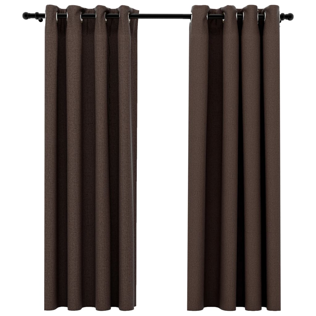 Gordijnen Linnen-Look Verduisterend Ogen 140 x 175 cm Taupe