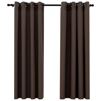 Gordijnen Linnen-Look Verduisterend Ogen 140 x 175 cm Taupe
