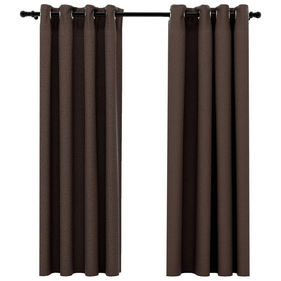 Gordijnen Linnen-Look Verduisterend Ogen 140 x 175 cm Taupe