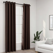 Gordijnen linnen-look verduisterend 2 st 140x225 cm taupe