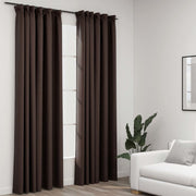 Gordijnen linnen-look verduisterend 2 st 140x245 cm taupe