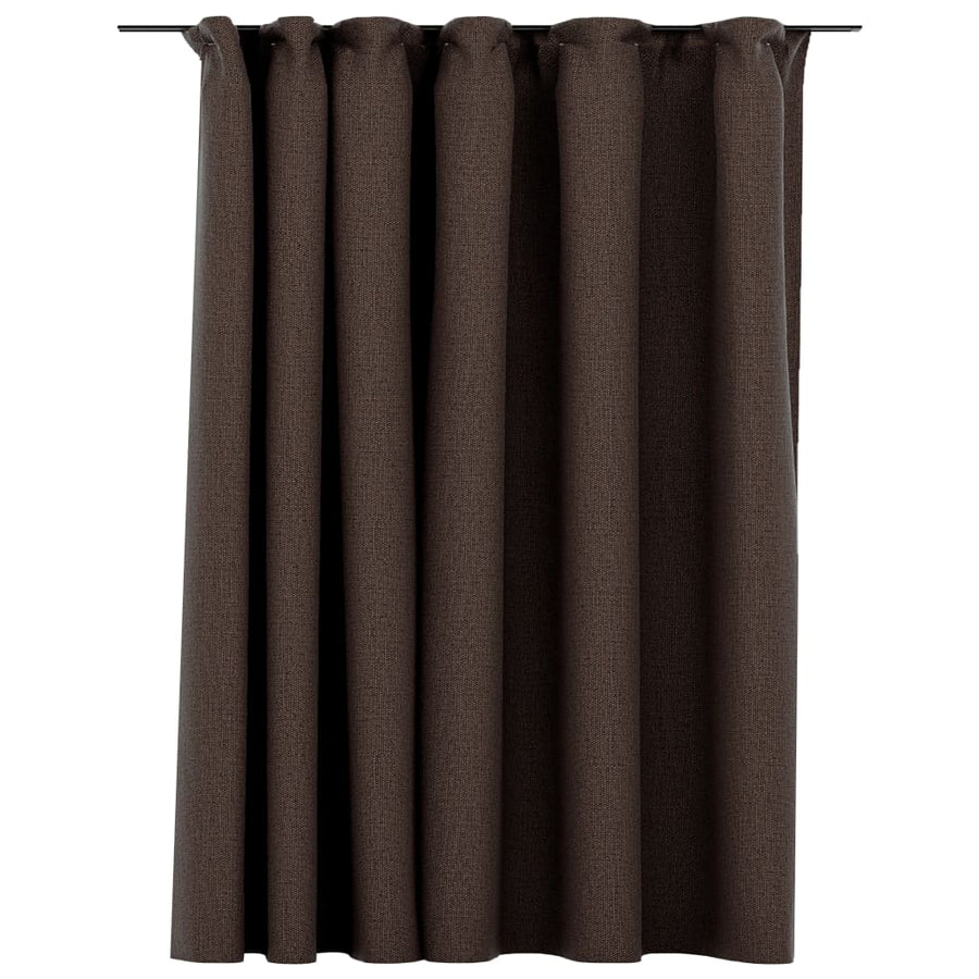 Gordijn Linnen-Look Verduisterend Met Haken 290X245 Cm Taupe