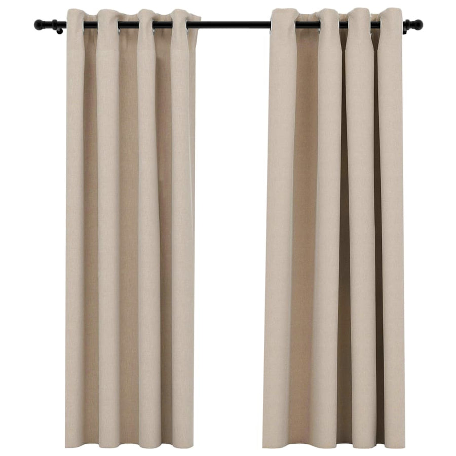 Gordijnen Linnen-Look Verduisterend Ogen 140 x 175 cm Beige