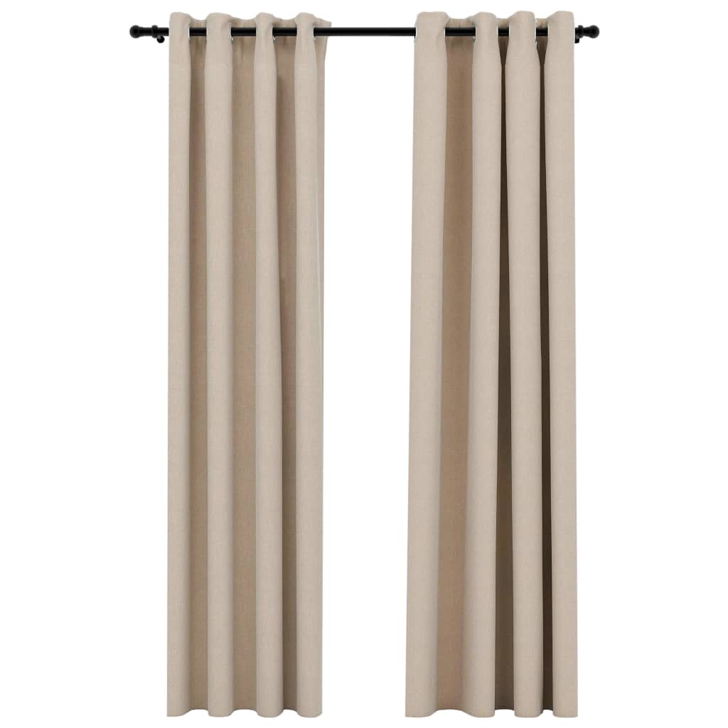 Gordijnen Linnen-Look Verduisterend Ogen 140 x 245 cm Beige