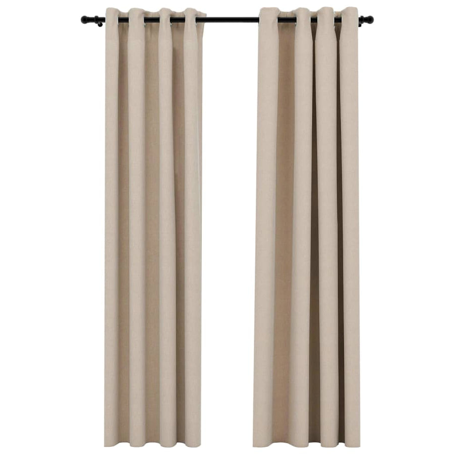 Gordijnen Linnen-Look Verduisterend Ogen 140 x 245 cm Beige