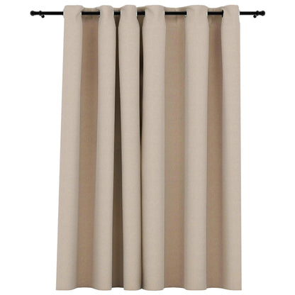 Gordijn Linnen-Look Verduisterend Met Ogen Beige