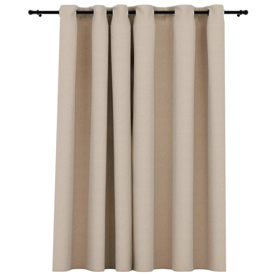 Gordijn Linnen-Look Verduisterend Met Ogen Beige