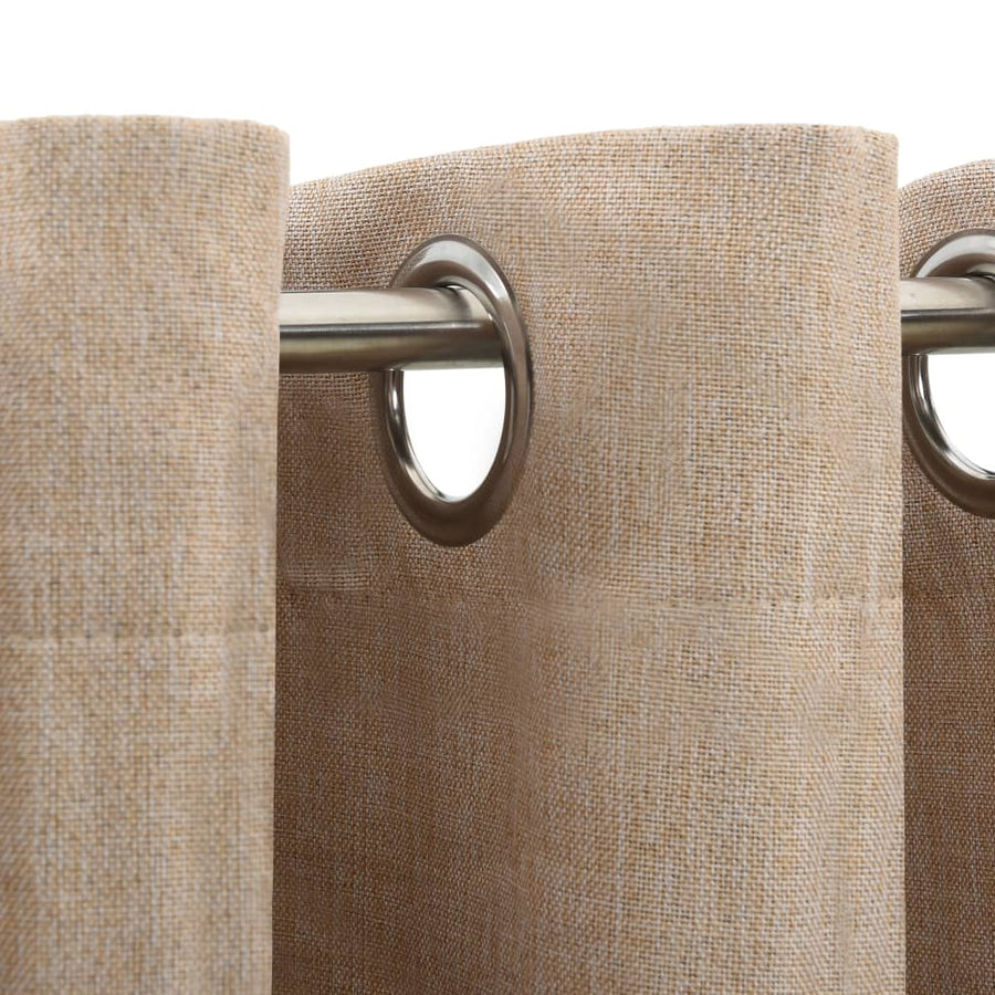 Gordijn Linnen-Look Verduisterend Met Ogen Beige