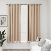 Gordijnen linnen-look verduisterend 2 st 140x175 cm beige