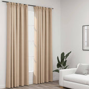 Gordijnen linnen-look verduisterend 2 st 140x225 cm beige