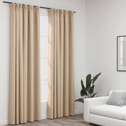 Gordijnen linnen-look verduisterend 2 st 140x245 cm beige