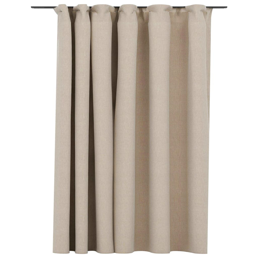 Gordijn Linnen-Look Verduisterend Met Haken 290X245 Cm Beige
