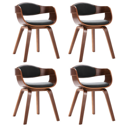 Eetkamerstoelen 4 st gebogen hout en kunstleer