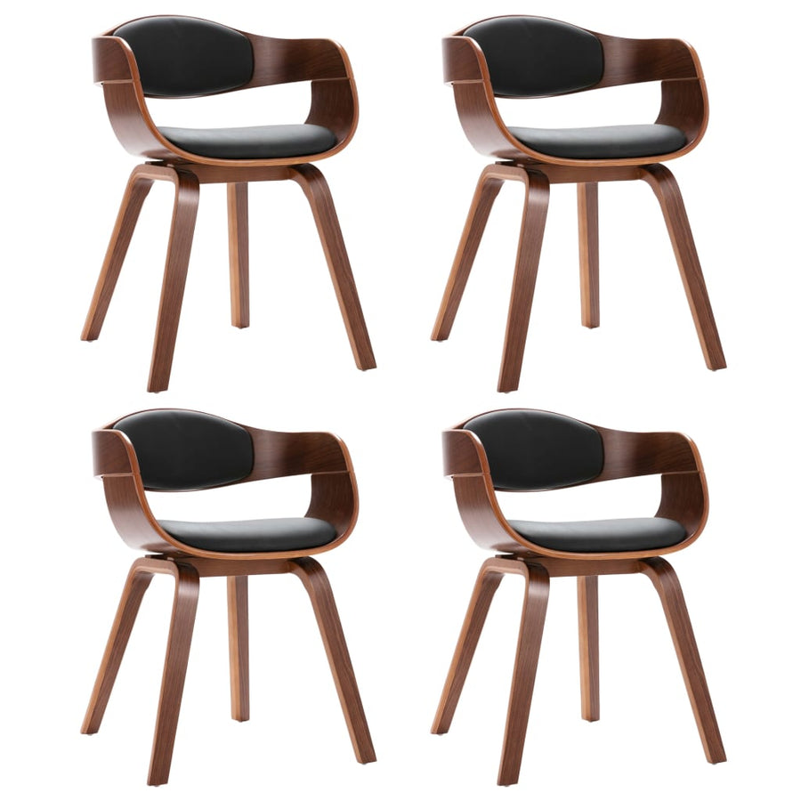 Eetkamerstoelen 4 st gebogen hout en kunstleer