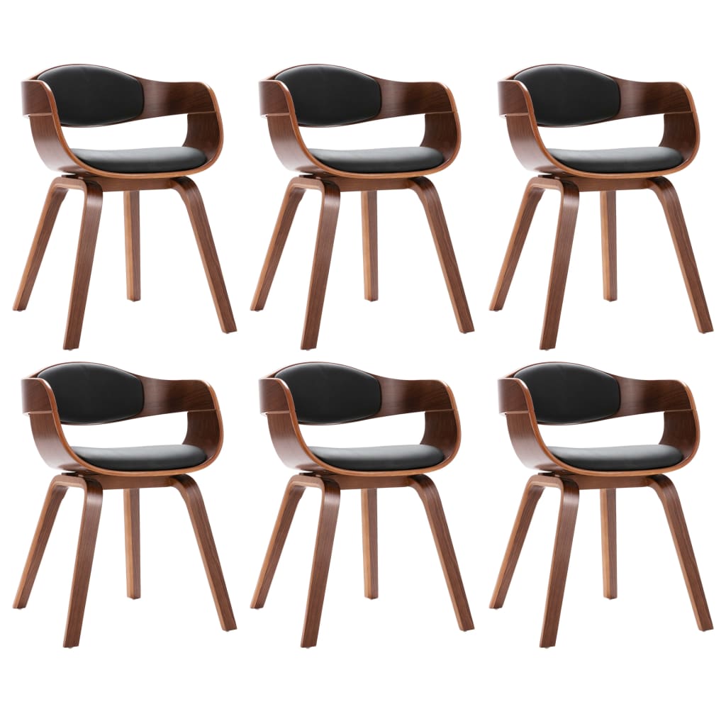 Eetkamerstoelen 6 st gebogen hout en kunstleer