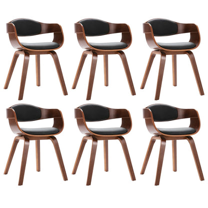Eetkamerstoelen 6 st gebogen hout en kunstleer