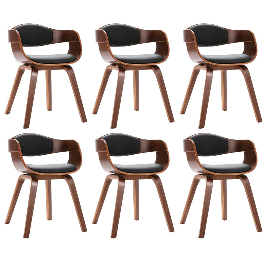 Eetkamerstoelen 6 st gebogen hout en kunstleer