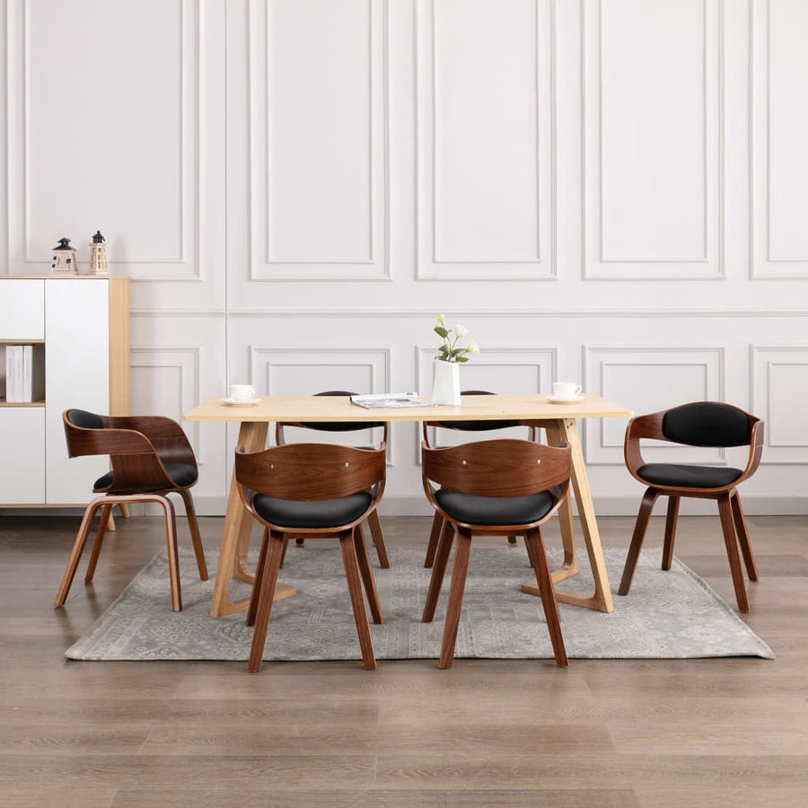 Eetkamerstoelen 6 st gebogen hout en kunstleer
