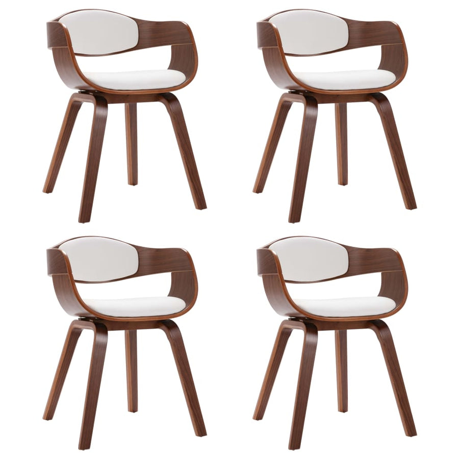Eetkamerstoelen 4 St Gebogen Hout En Kunstleer Donkerbruin en wit