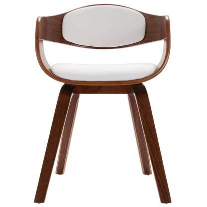 Eetkamerstoelen 4 St Gebogen Hout En Kunstleer Donkerbruin en wit