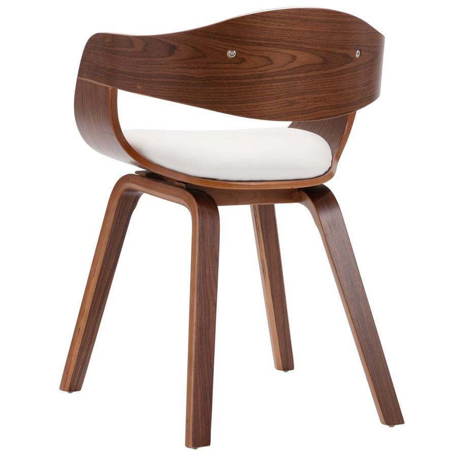 Eetkamerstoelen 4 St Gebogen Hout En Kunstleer Donkerbruin en wit