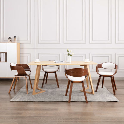 Eetkamerstoelen 4 St Gebogen Hout En Kunstleer Donkerbruin en wit
