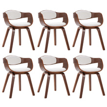 Eetkamerstoelen 6 St Gebogen Hout En Kunstleer Donkerbruin en wit