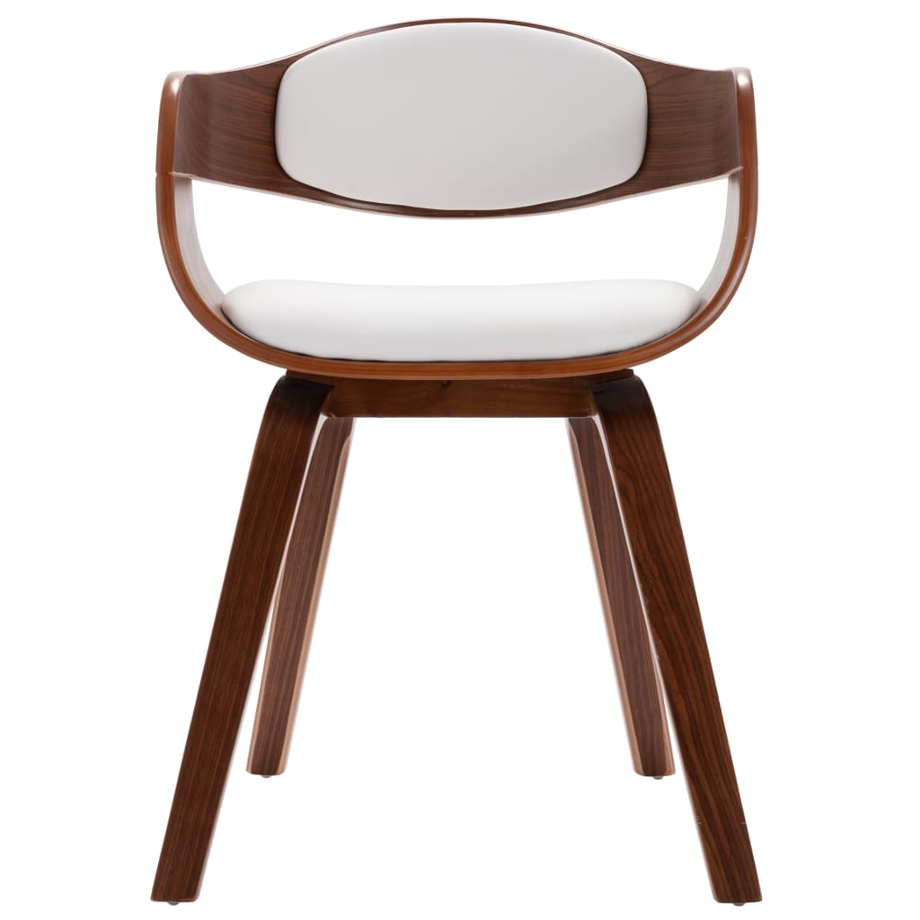 Eetkamerstoelen 6 St Gebogen Hout En Kunstleer Donkerbruin en wit