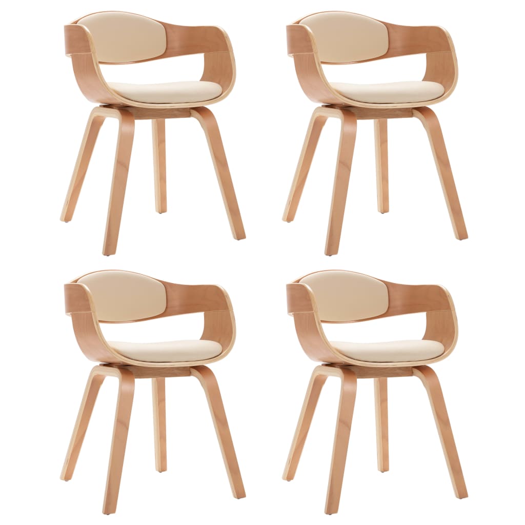 Eetkamerstoelen 4 st gebogen hout en kunstleer