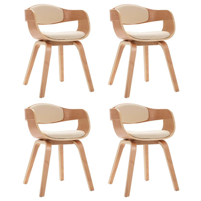 Eetkamerstoelen 4 st gebogen hout en kunstleer
