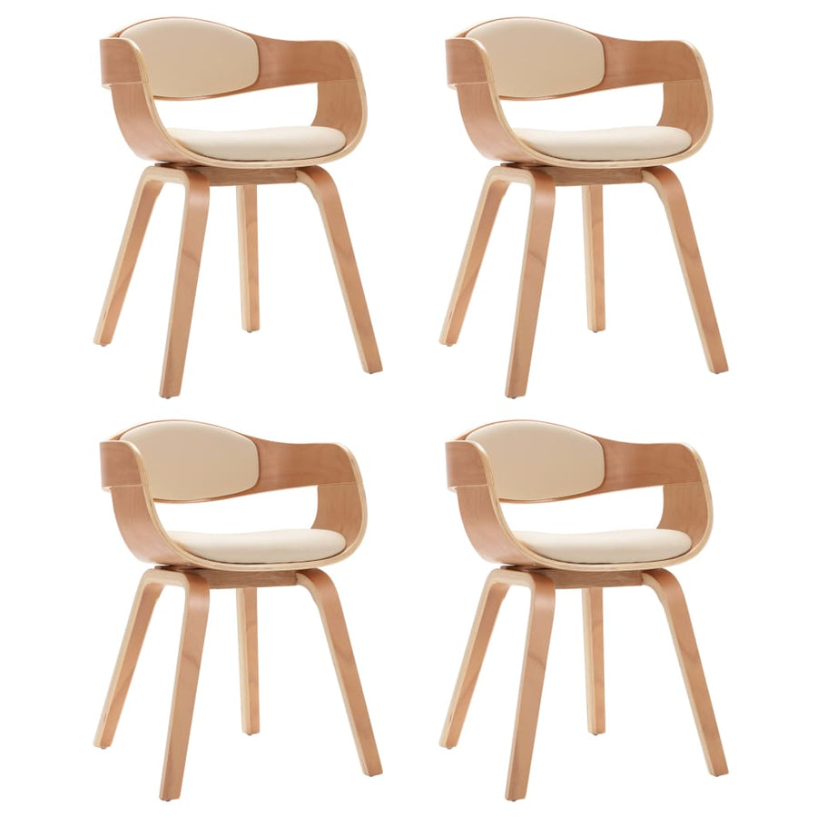 Eetkamerstoelen 4 st gebogen hout en kunstleer