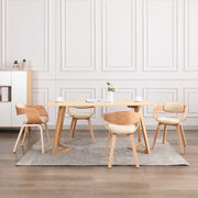 Eetkamerstoelen 4 st gebogen hout kunstleer crème