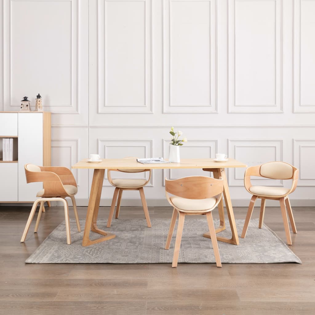 Eetkamerstoelen 4 st gebogen hout en kunstleer