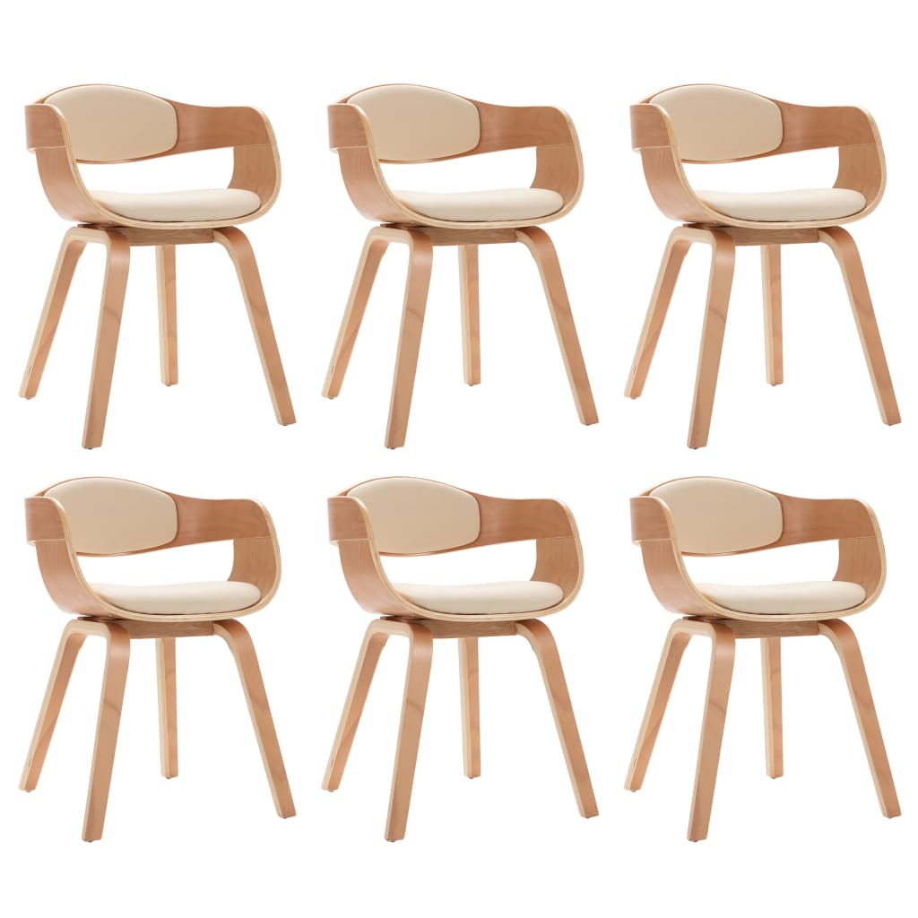 Eetkamerstoelen 6 st gebogen hout en kunstleer
