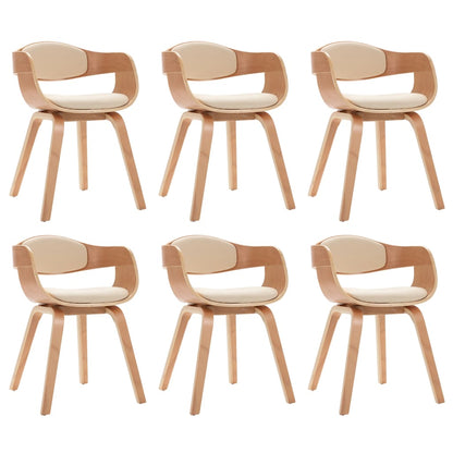 Eetkamerstoelen 6 st gebogen hout en kunstleer