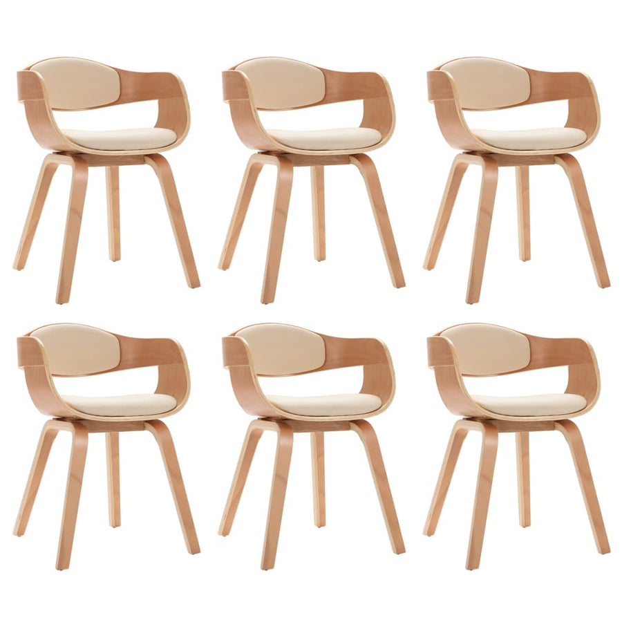 Eetkamerstoelen 6 st gebogen hout en kunstleer