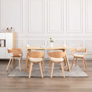 Eetkamerstoelen 6 st gebogen hout kunstleer crème