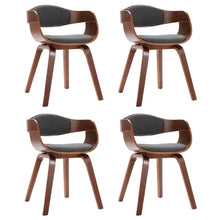 Eetkamerstoelen Gebogen Hout En Stof 4 Donkerbruin en grijs