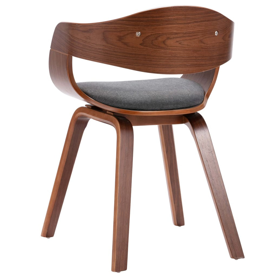 Eetkamerstoelen Gebogen Hout En Stof 4 Donkerbruin en grijs