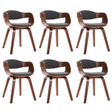 Eetkamerstoelen Gebogen Hout En Stof 6 Donkerbruin en grijs