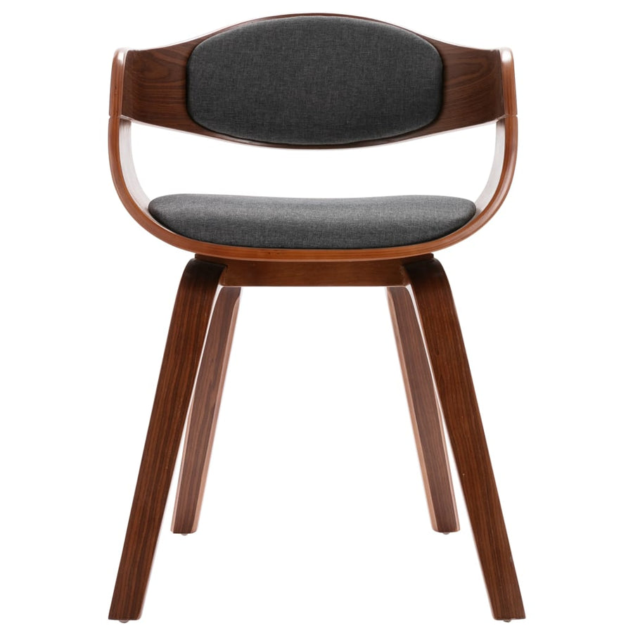 Eetkamerstoelen Gebogen Hout En Stof 6 Donkerbruin en grijs