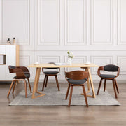 Eetkamerstoelen 6 stuks gebogen hout stof grijs 49x51,5x71,5 cm
