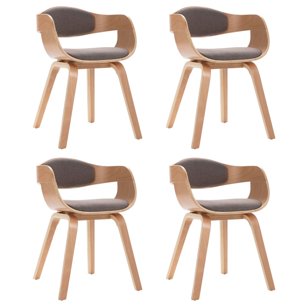 Eetkamerstoelen 4 st gebogen hout en stof taupe