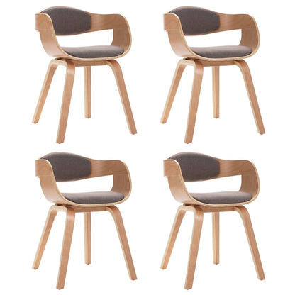 Eetkamerstoelen 4 st gebogen hout en stof taupe