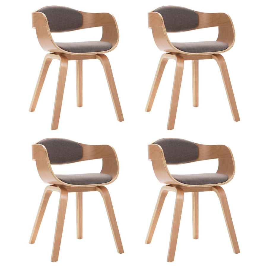 Eetkamerstoelen 4 st gebogen hout en stof taupe