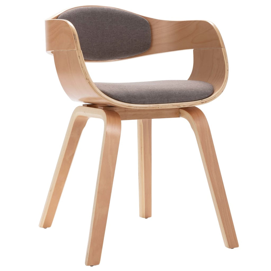 Eetkamerstoelen 4 st gebogen hout en stof taupe