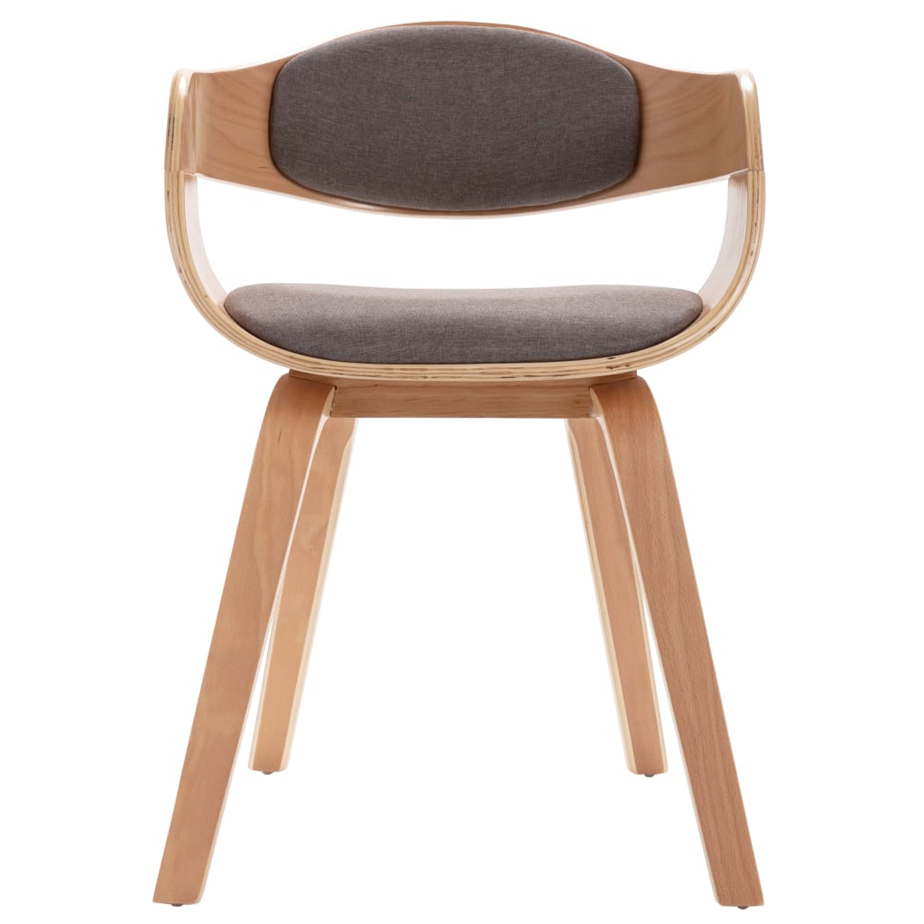 Eetkamerstoelen 4 st gebogen hout en stof taupe
